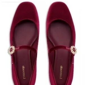 Larroude - brand new. Never worn wine velvet flats. Gorgeous and high quality.